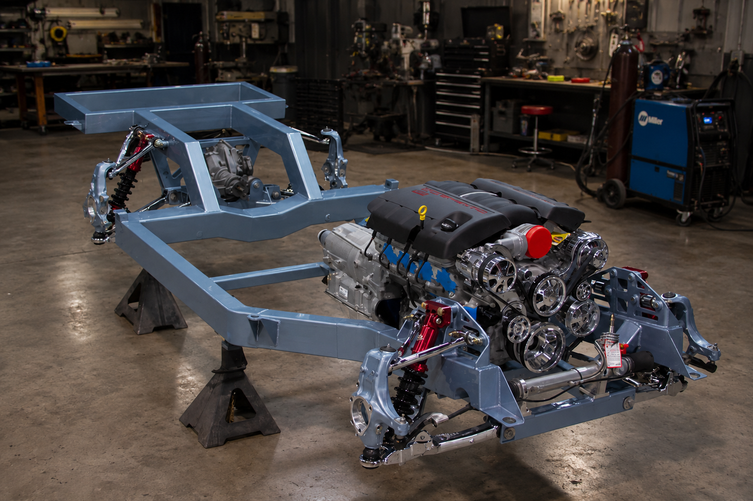 Banshee chassis with LS V8 installed — Vintage Supercars